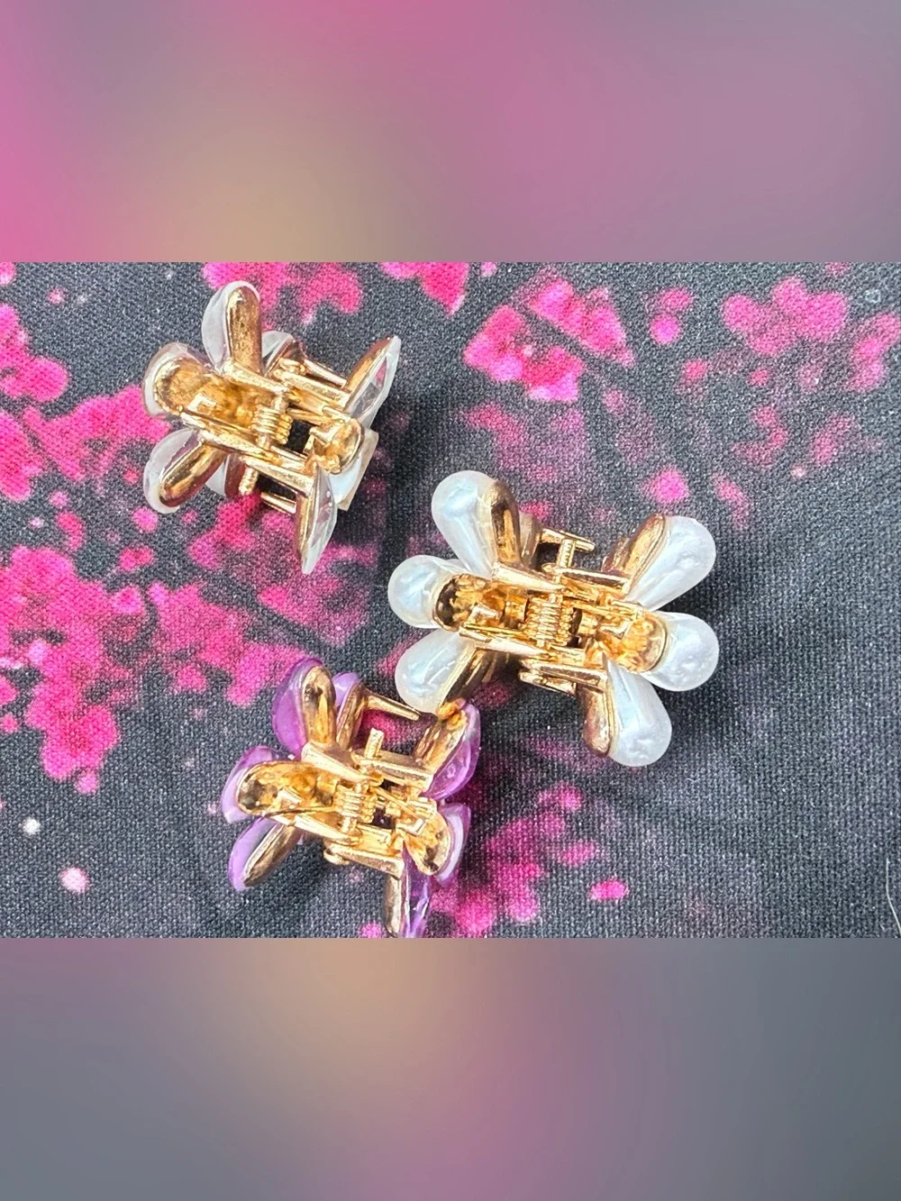 Pearl & Pink Floral Hair Clip Set - 3-Pack